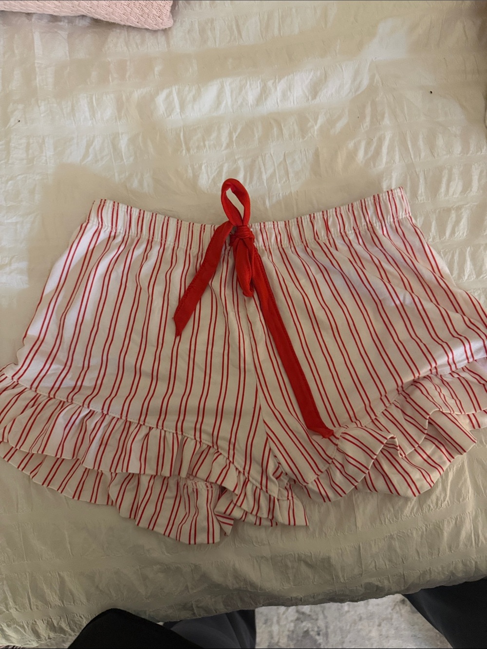 Target Red & White Striped Ruffle Lounge Shorts